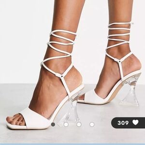 Topshop Rilee two part ankle tie sandals white NIB
